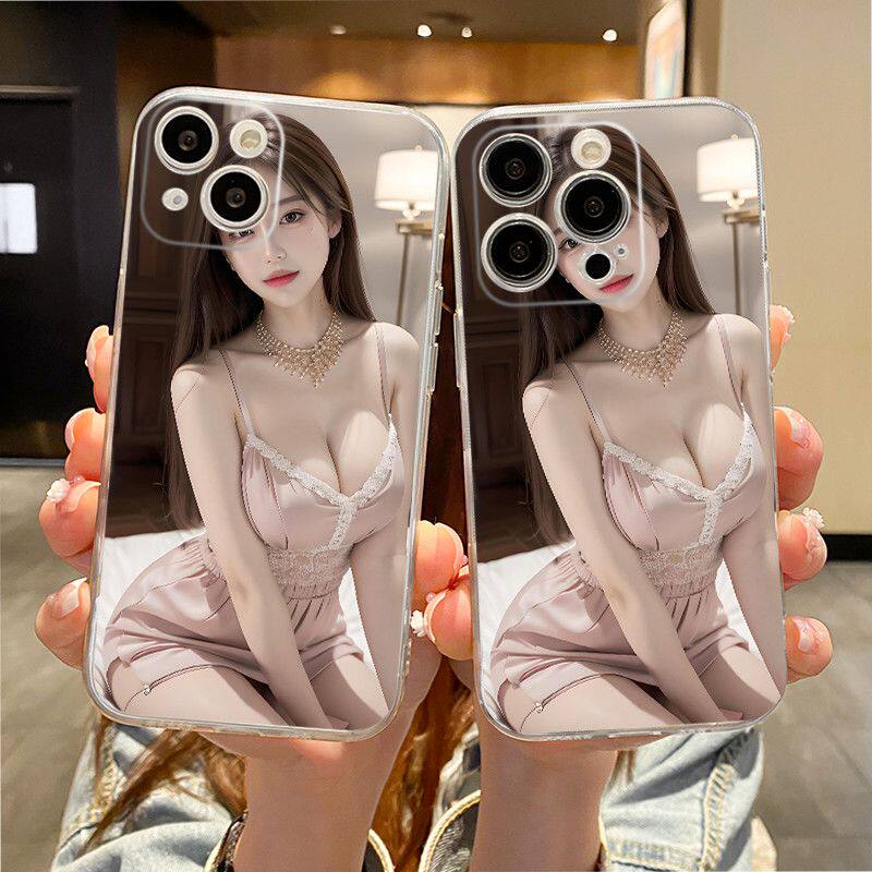 穿搭性感美女适用苹果17Air/16ProMax手机壳透明iPhone15/14/13/12/11Pro学生XR/XS软SE3代6s/7/8Plus小红书