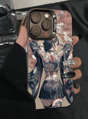 创意纹身女孩适用小米17/151413Ultra手机壳civi3彩银磨砂Turbo4Pro红米K90K80至尊版K70k60冠军版note15Pro+