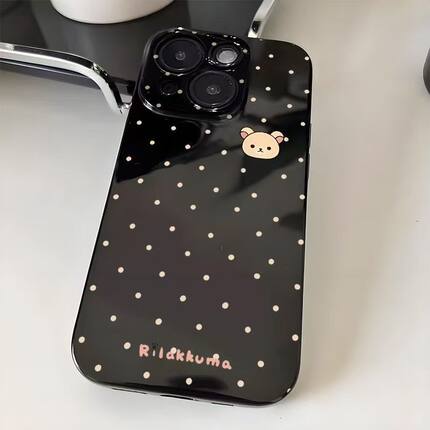 可爱波点轻松熊适用vivoY500y300iy93y85y78y77y36my30标准版手机壳黑色X300x200Prominix100学生s19s18s17t