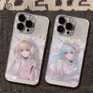 古早闺蜜头像适用苹果17Air/16ProMax手机壳透明iPhone15/14/13/1211Promax学生XR/XS软SE3代6s/78Plus小红书