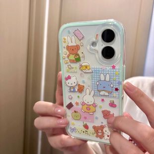 K70K60少女学生note14Pro 米菲兔凯蒂猫适用小米15手机壳civi5Pro透明可放卡片Turbo4红米K80至尊版 1312Tpro