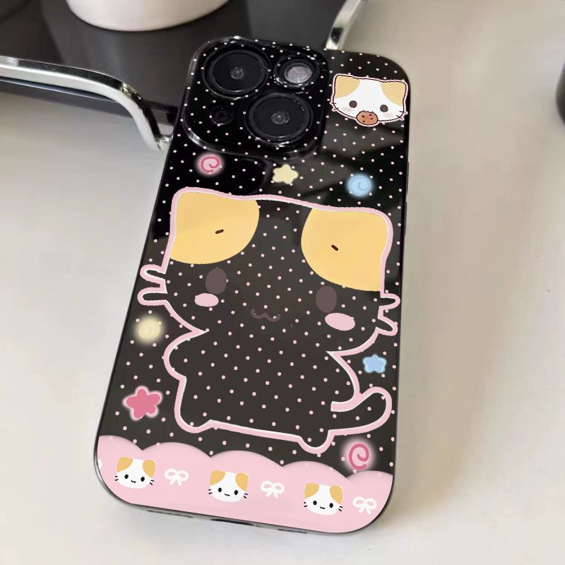 斑点可爱Kitty猫适用iQOOZ10Turbo+Z9Z8Z7手机壳黑色iQOONeo11109SPro+87竞速版65SE爱酷iQOO151312学生U1U5e