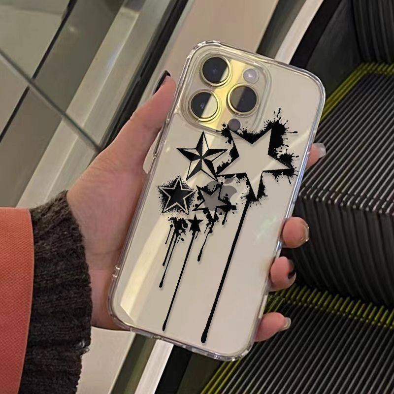 水墨黑色星星适用iQOOZ10Turbo+Z9Z8手机壳透明iQOONeo11109SPro+87竞速版65se爱酷iQOO15131211S学生U1U3U5x