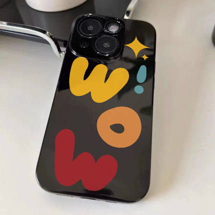 彩色英文WOW适用iQOOZ10Turbo+Z9Z8Z7Z6手机壳黑色iQOONeo109SPro+87竞速版65SE爱酷iQOO131211S少女生U1xU5e