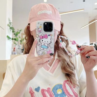 涂鸦蝴蝶结KT猫挂链适用iQOOZ9Turbo+Z8x手机壳iQOONeo9SPro+87竞速版65SE白底爱酷iQOO1312少女生iQOOU3xU5e