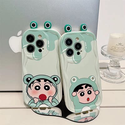 立体青蛙蜡笔小新适用OPPOReno10/11pro手机壳A1A2proa9a11xa56a58a72a93a97女R15r17K9K10波浪纹Findx7ultra