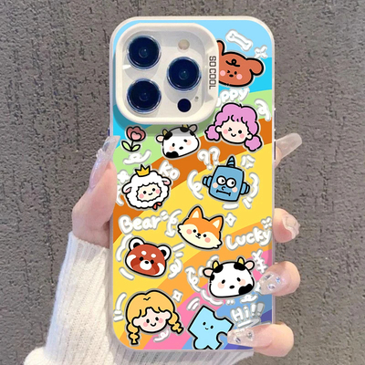 彩虹小动物适用iPhone17Air/16Promax手机壳彩银磨砂苹果111213mini/1415Plus学生XRXS高级感SE3代6s/78Plus