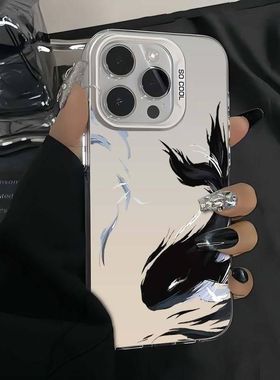 国风水墨鲸鱼适用vivoS50ProminiS30s20s19s18s17手机壳彩银磨砂X300X200S学生Y500y300Ty200iy100iy78+y36m