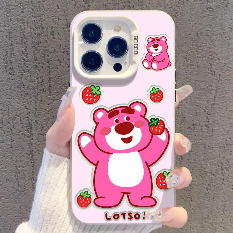 可爱草莓熊适用iPhone17Air/16Promax手机壳彩银磨砂苹果111213mini/1415Plus学生XRXS高级感SE3代6s/78Plus