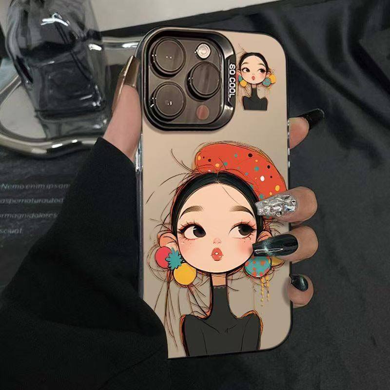 耳环帽子女孩适用一加ACE6T/5至尊版手机壳ACE5竞速版彩银磨砂一加15/13T/12/11学生OnePlusACE3V/2Pro保护套