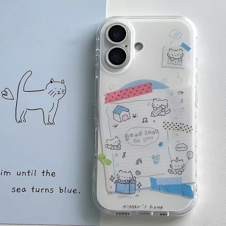 可爱便签小猫适用荣耀GT畅玩60Plus手机壳400300200100908070白底Play9T魔术Magic8Pro少女生x70ix30x40x50i+