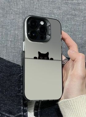可爱探头黑猫适用OPPOReno1514手机壳K13TurboK12Plus彩银磨砂FindX9Pro/X8S+学生A3A5活力版A55A58xA96A97