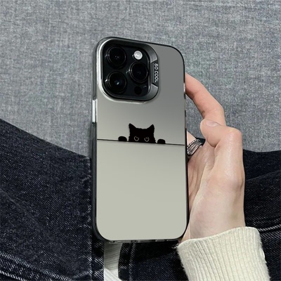 可爱探头黑猫适用vivoS30Prominis20s19s18s17t手机壳彩银磨砂X300X200SX100学生Y500Proy200y100iy78+y37