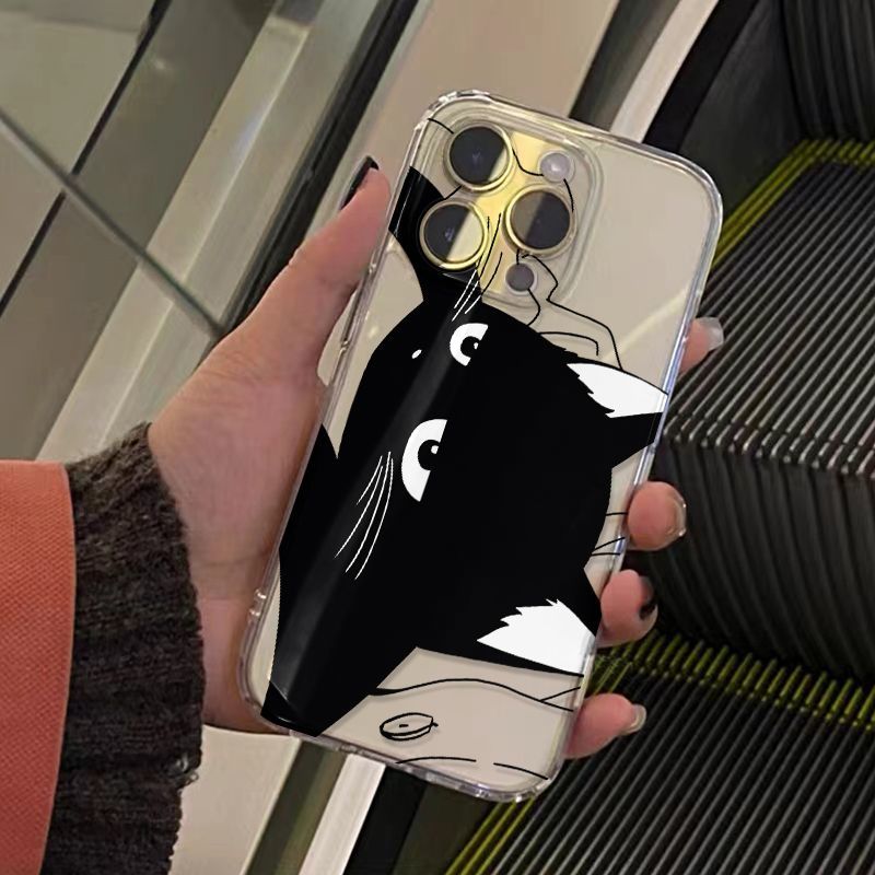 韩系黑色猫咪适用vivoY500y300y200iy100y93sy85y78y36m手机壳透明S30Prominis19s18s17s16学生X300X200x100S