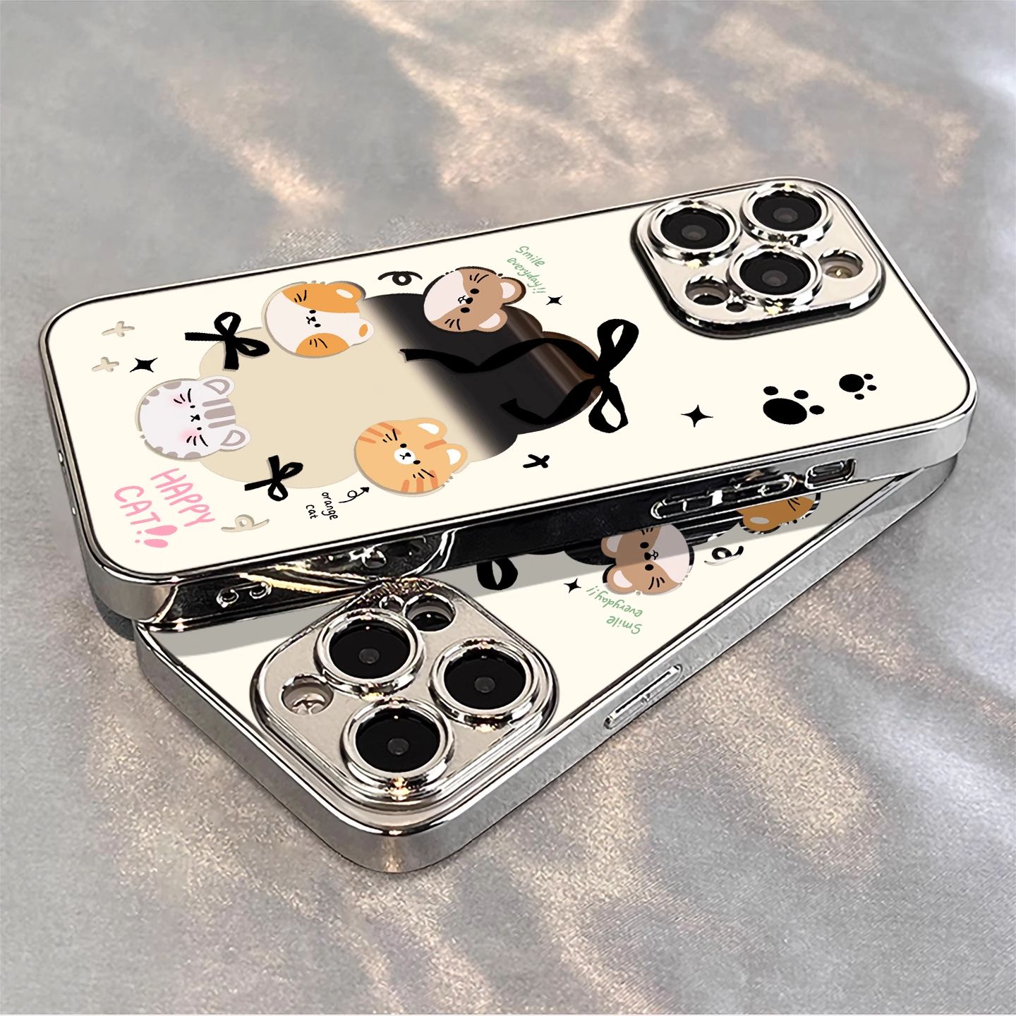 相框蝴蝶小猫适用OPPOReno161514手机壳镜面K12sK13Turbo电镀FindX9Pro/X8S+A6学生A2A3A5活力版a58a93a96a97