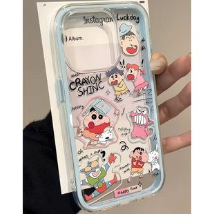 蜡笔小新全员适用vivoY500手机壳y300y200i透明二合一可放卡片y100ty78 y76sy53sy37Pro女y36my31sy30标准版