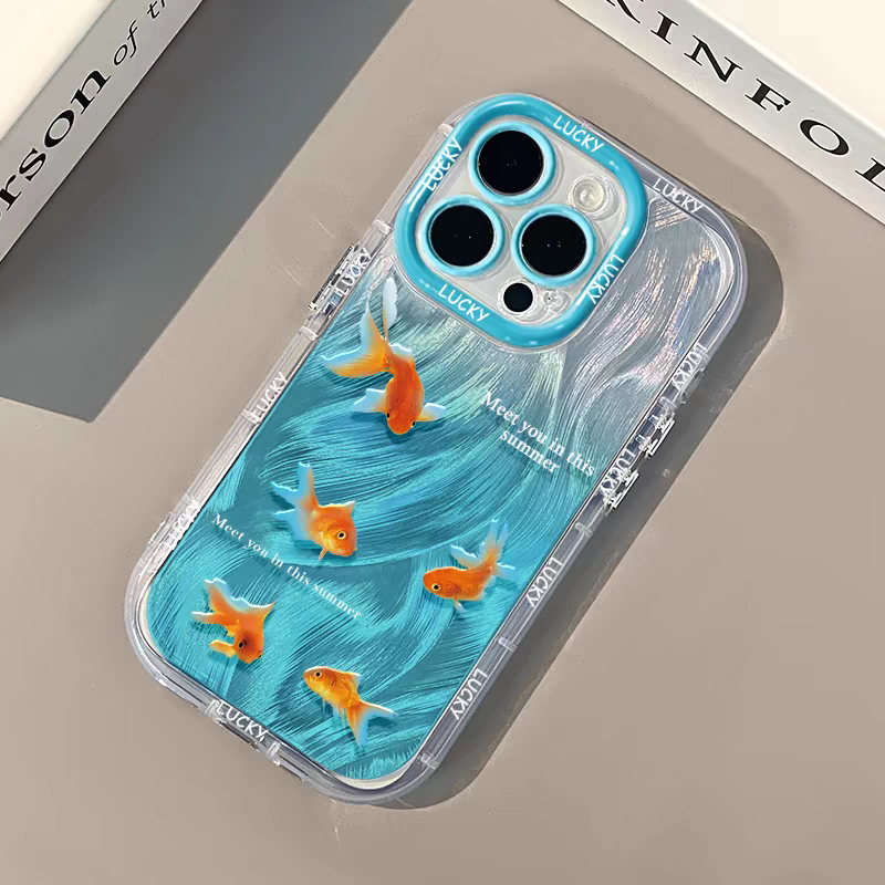晕染五条小金鱼适用iQOOZ10TurboZ9Z8Z7Z6手机壳iQOONeo109SPro+8/7竞速版6se软U1U3xU5e学生爱酷iQOO1312Pro