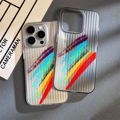 泼墨五彩彩虹适用小米17/151413Ultra手机壳瓦楞PC超薄磨砂条纹硬壳红米K90Promax/K80至尊版K70Pro冠军版K60