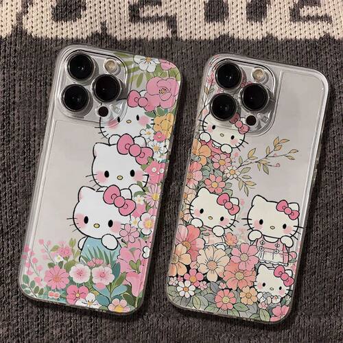 鲜花Kitty猫适用GT8Pro真我Neo7Turbo手机壳透明Realme1513Pro+V70V60V50V30V25V20V15V13学生Q2Q3iQ5狂欢版