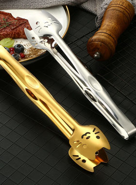 食品夹子304不锈钢食物防烫夹家用厨房面包烤肉煎牛排专用烧烤夹