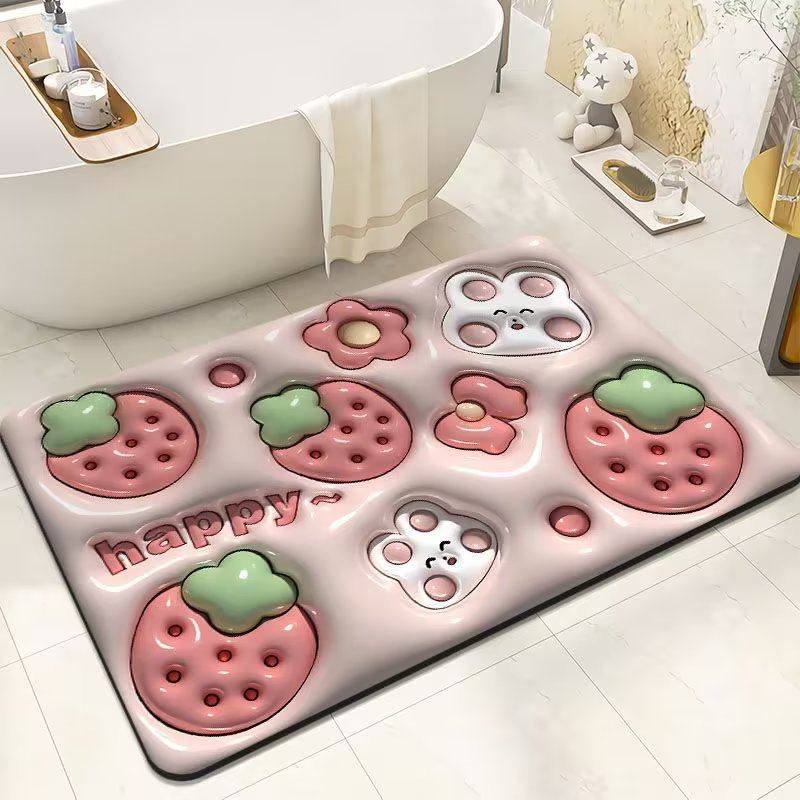 硅藻泥卫生间浴室防滑脚垫门口地垫可爱卡通膨胀3D视觉吸水地垫,居家布艺,家用脚垫,淘宝优惠券,粉丝福利购,淘宝优惠卷