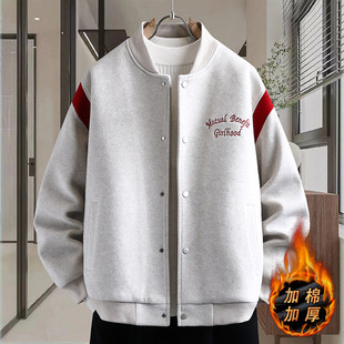 无帽棒球服刺绣棉衣男款冬季加厚保暖棉服外套青少年美式潮牌冬装