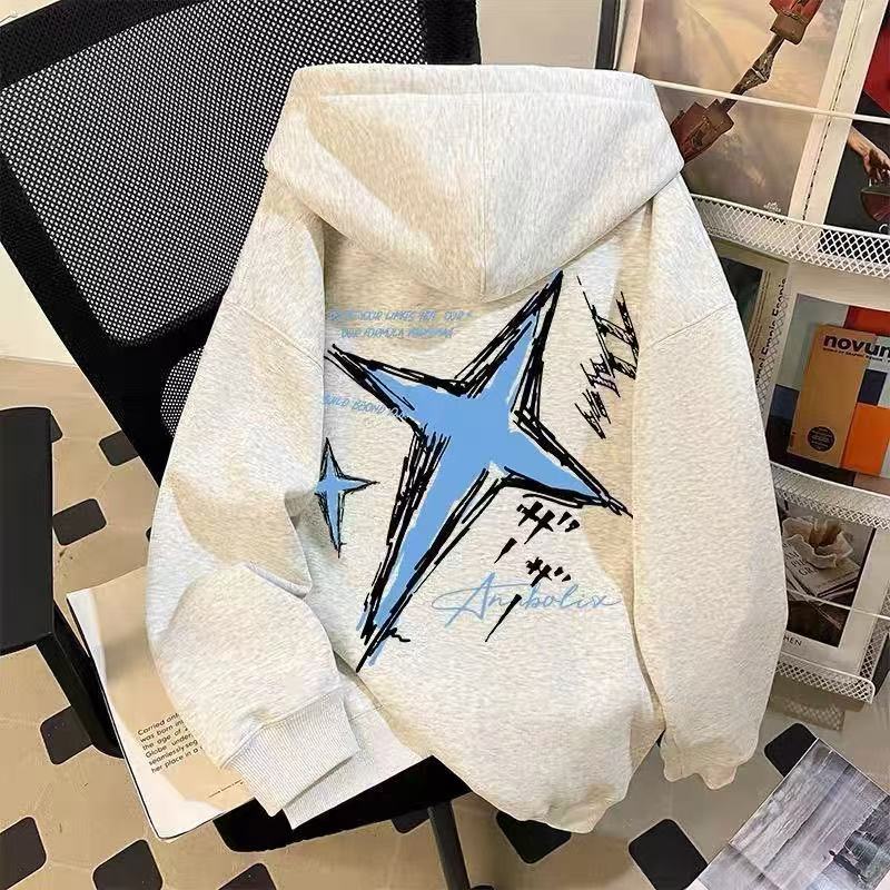 潮牌飞镖十字架印花连帽卫衣男女