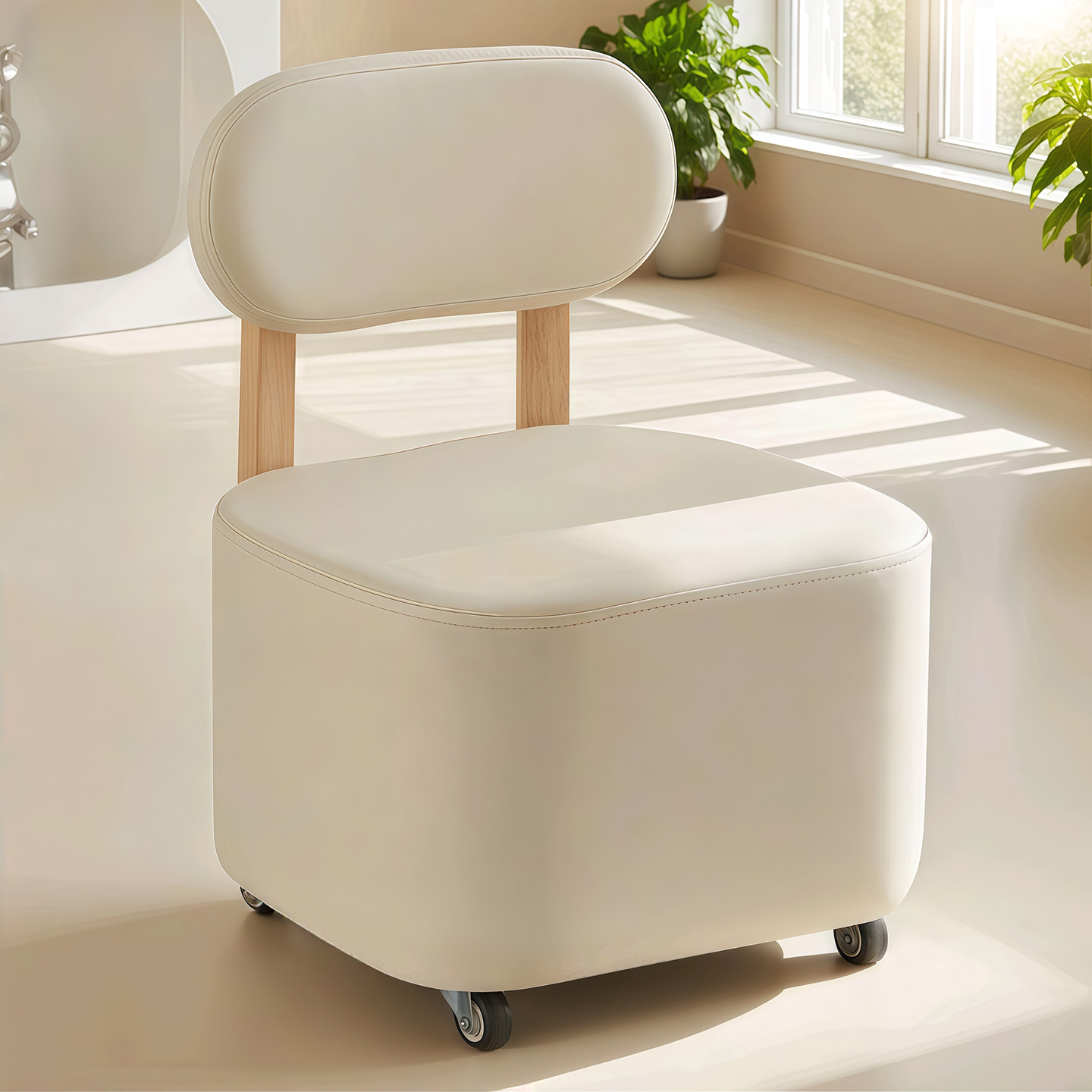 家用万向轮滑轮小矮凳小凳子卧室可移动带轮子小板凳带靠背可旋转,住宅家具,矮凳,淘宝优惠券,粉丝福利购,淘宝优惠卷