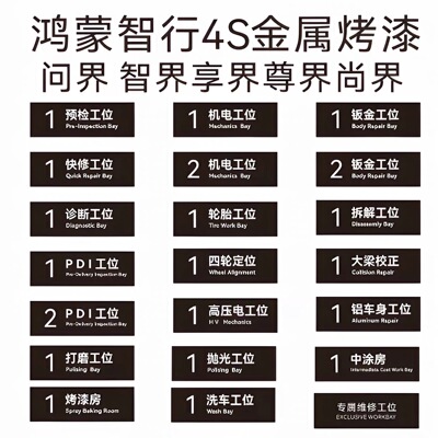 适用于鸿蒙智行车间维修接待工位吊牌金属标识车间工位牌问界尚界