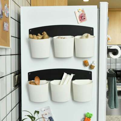 磁吸厨房装姜蒜收纳盒壁挂多功能小工具分格储物冰箱置物架侧收纳