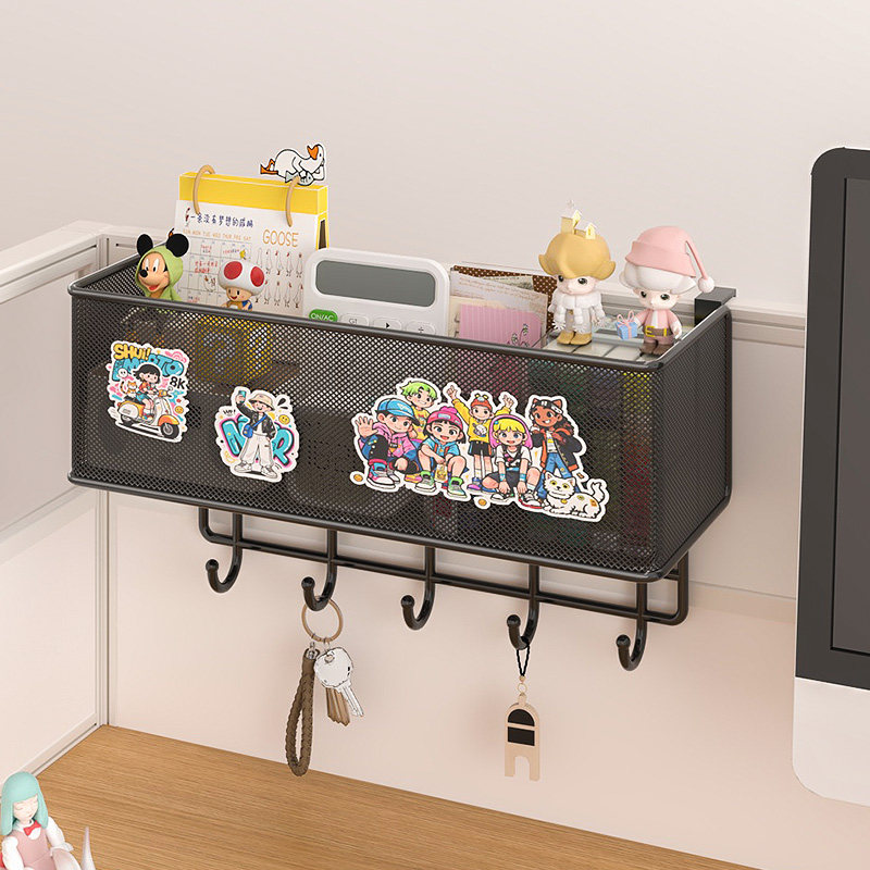 办公桌置物架工位整理免打孔悬挂式大容量收纳筐办公室桌面收纳盒,收纳整理,桌面收纳盒,淘宝优惠券,粉丝福利购,淘宝优惠卷