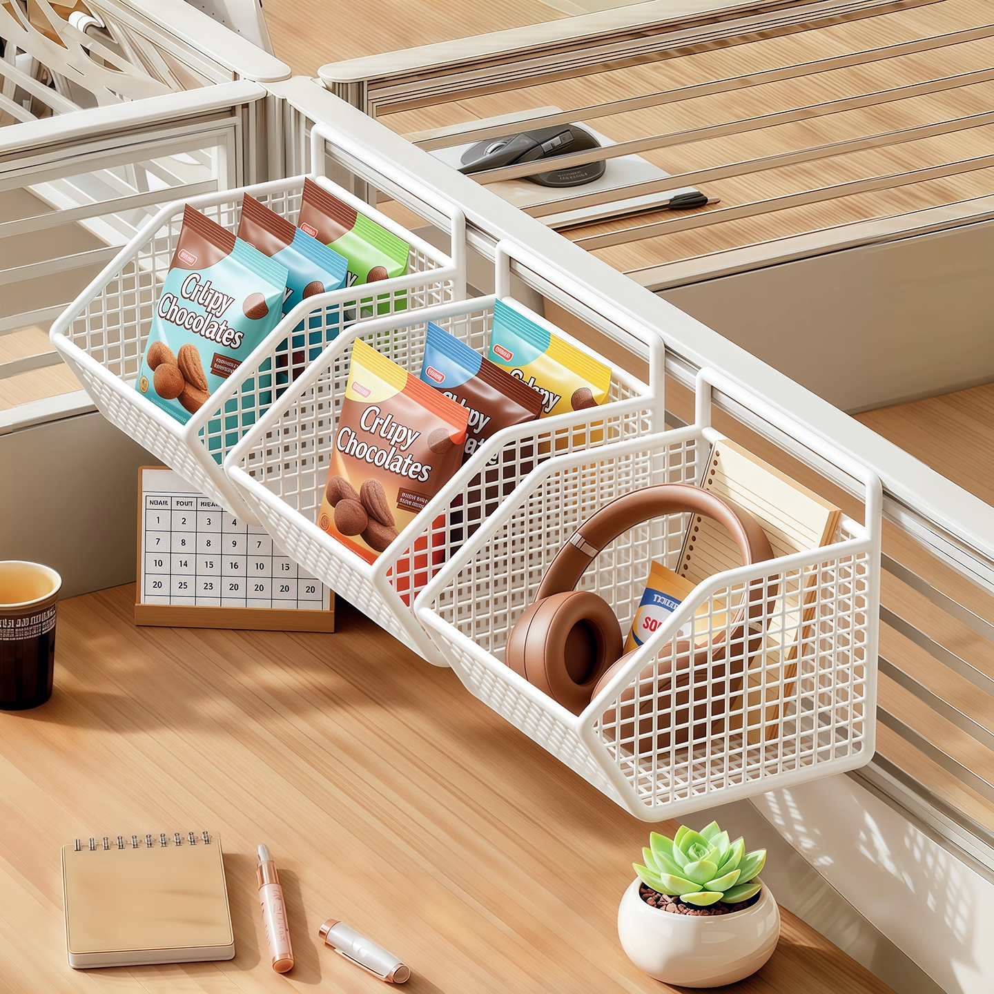 办公室屏风工位改造神器办公桌好物挂篮书桌收纳床头悬挂式置物架,收纳整理,整理架/置物架/收纳架,淘宝优惠券,粉丝福利购,淘宝优惠卷