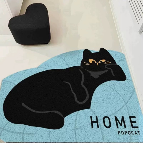 入户门地垫卡通猫咪丝圈脚垫可剪裁玄关地毯进门家用耐脏防滑垫子