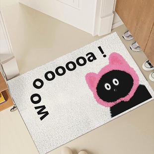 可爱黑猫入户门丝圈地垫卡通垫子玄关门口可裁剪耐脏蹭土除尘地毯