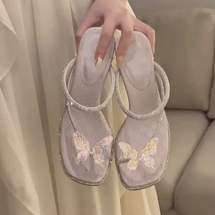 2026新款夏季配裙子巨美超火仙女风高跟拖鞋外穿水钻两穿凉鞋女款