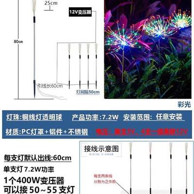 接电烟花灯蒲公英灯户外防水庭院亮化电动景观灯草丛地插灯草坪灯