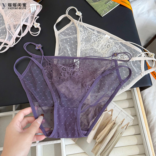 瑶瑶闺蜜网纱蕾丝绑带内裤