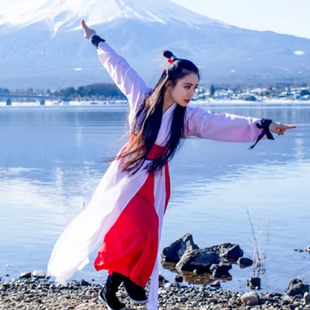 边城浪子古装汉服黑红古典舞蹈装武侠女中国风演出服装年会表演服