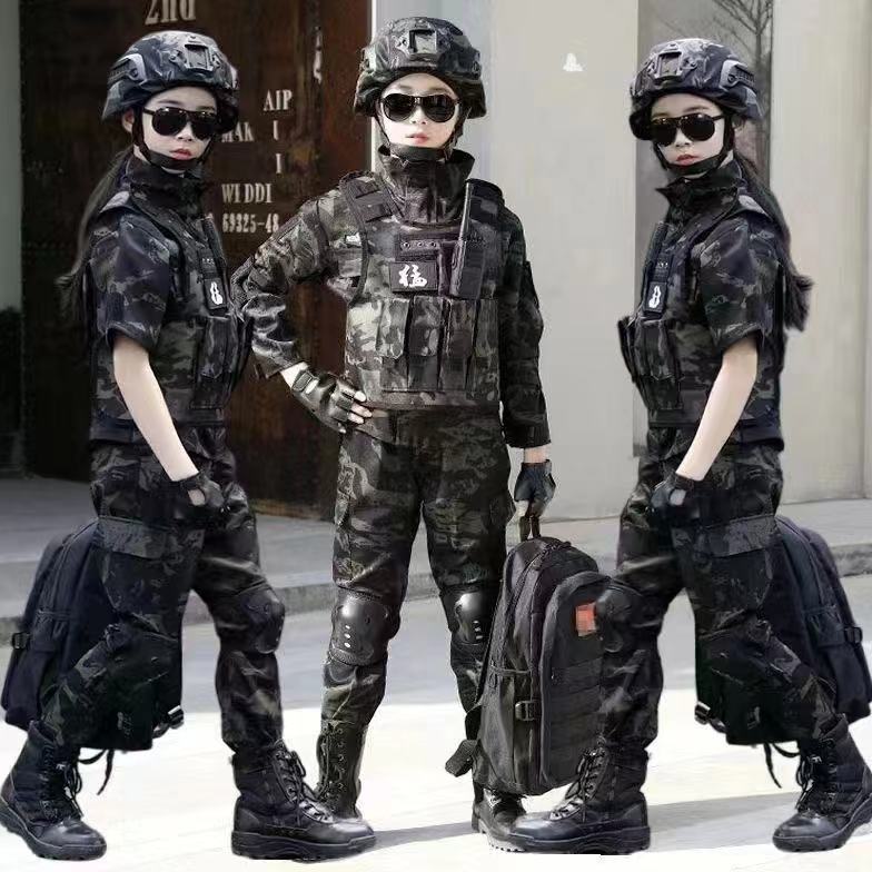 儿童迷彩服套装春秋男女童黑鹰