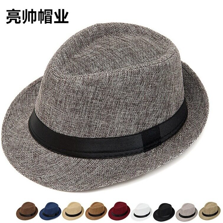 亚麻英伦礼帽男士商务休闲爵士帽