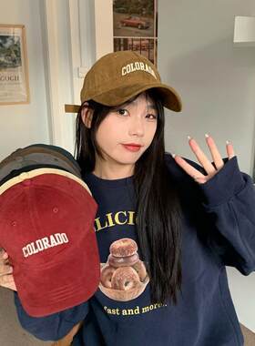 帽子女弯檐百搭刺绣显脸小鸭舌帽