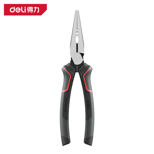 deli得力DL0104工业级省力尖嘴钳8寸偏心省力(红)(把)