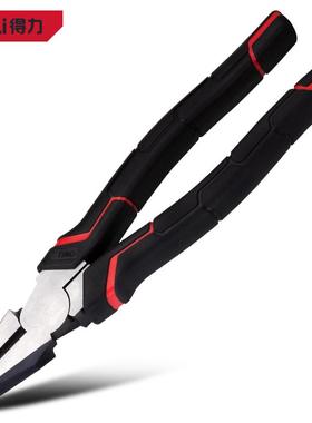 得力日式老虎钳工业级6寸剪钢丝钳子省力平口钳DL100106 100108