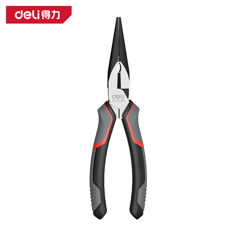 deli得力DL101106日式尖嘴钳6寸省力型高寿命铬钒钢(红)(把)