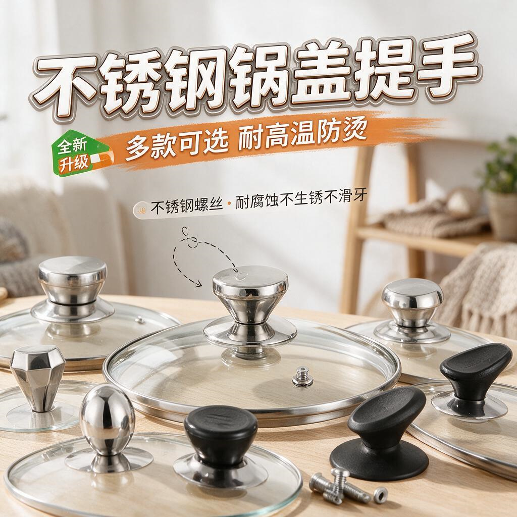 通用锅盖帽不锈钢防烫可立顶珠配件提手玻璃锅盖把手头帽锅盖顶帽