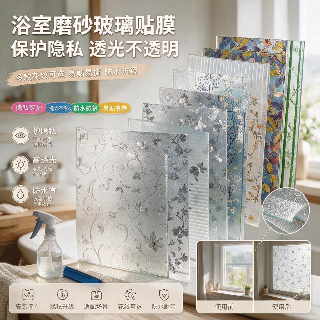 镜子贴纸遮挡磨砂窗户玻璃透光不透明浴室卫生间防窥窗纸遮光贴膜