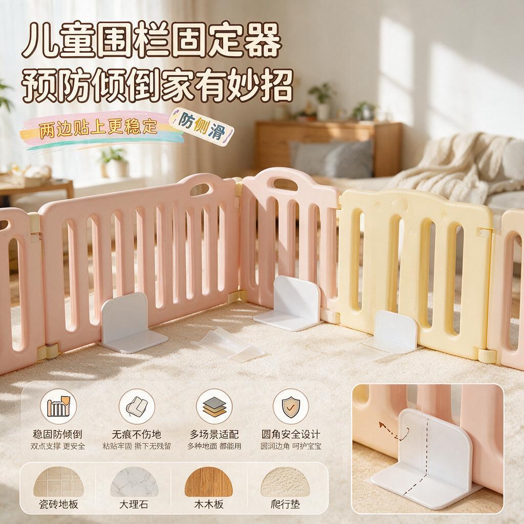 围栏固定器吸盘加固器儿童宝宝游戏地器卡扣挡板支架防侧滑贴神器