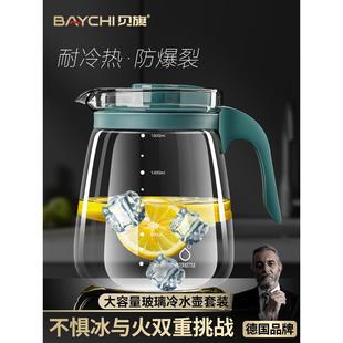 耐热高温冷水壶玻璃凉水壶瓶防爆大容量家用凉白开泡茶壶水杯套装