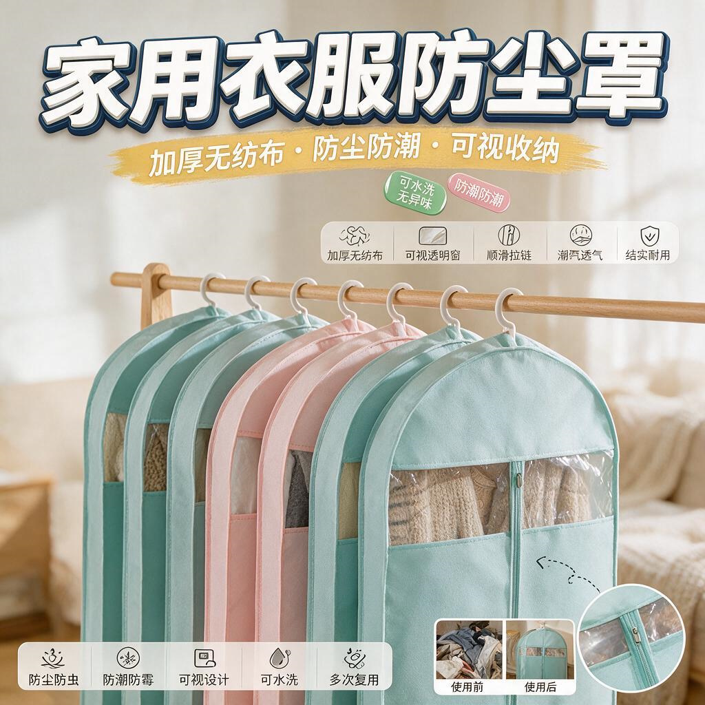 立体衣服防尘罩挂衣罩大衣套家用无纺布透气挂式西服套皮草防尘袋