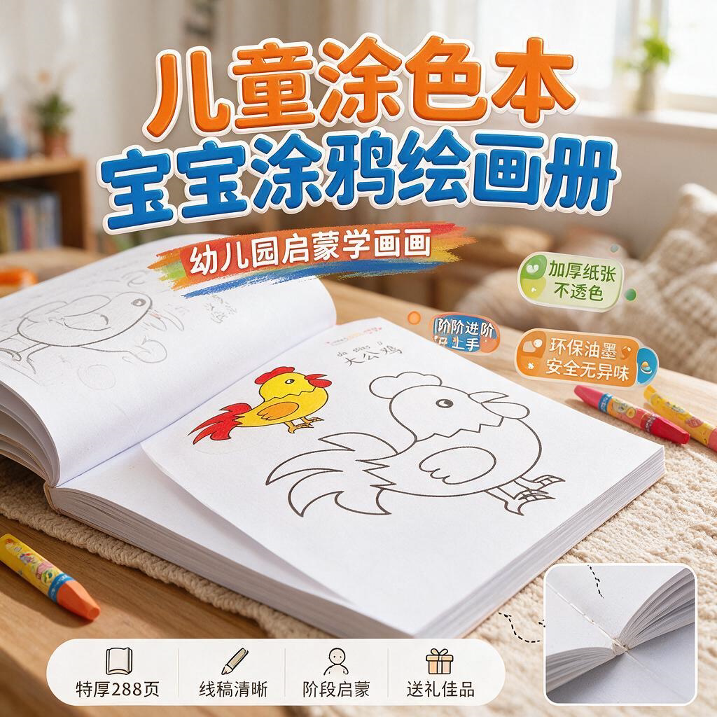 涂色本幼儿园专用公主涂色画小孩涂鸭画幼儿园婴幼儿童绘画本简笔